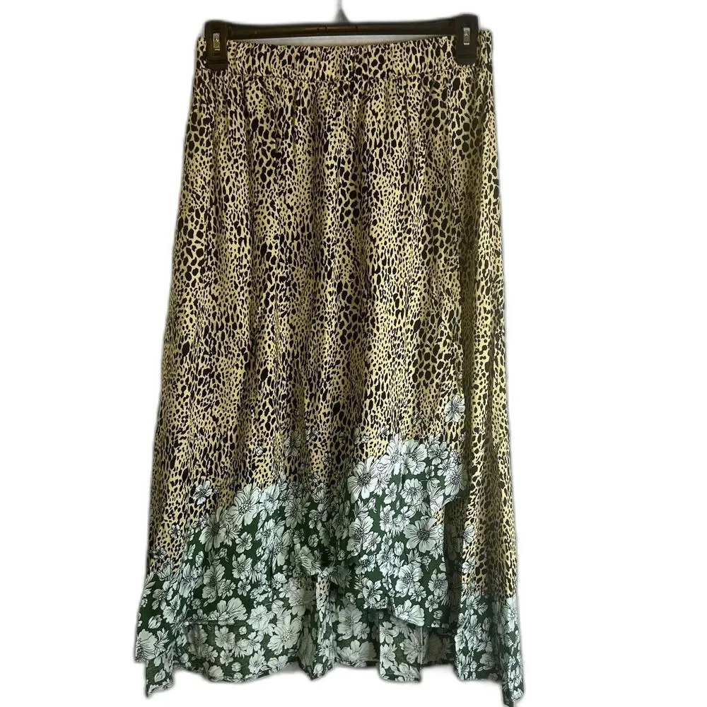 GiGio by‎ UmGee Animal Print Floral Faux Wrap Skirt Size Large
